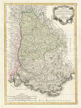 1771 Bonne Map of Dauphiné and Provence, France