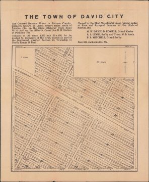1920 Colored Masonic Map of David City, Florida (Proposed African-American town near Jacksonville)