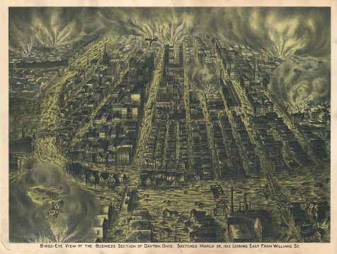 1913 Chromolithograph View of the Dayton, Ohio Flood and Fire