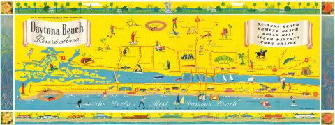 1956 Corsi Pictorial Map of Daytona Beach, Florida