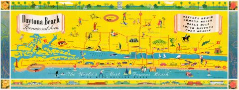 1958 Corsi Pictorial Map of Daytona Beach, Florida