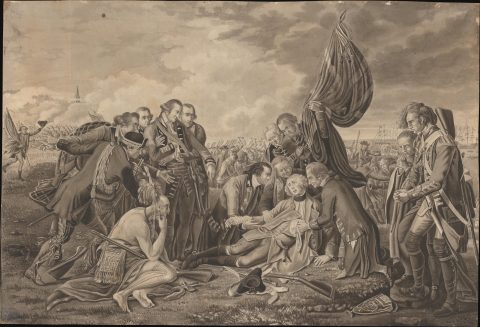 19th Century Manuscript Painting of 'The Death of General Wolfe', Benjamin West