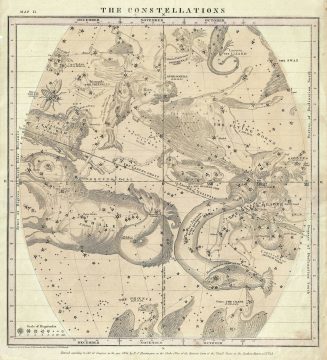1856 Burritt - Huntington Map of the Constellations or Stars in October, November and December