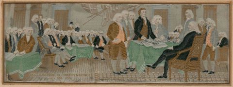 1893 Stevengraph Woven Silk View of the Declaration of Independence Signing