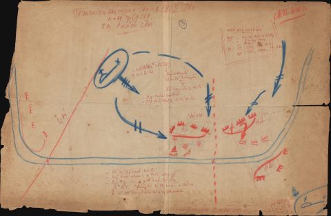 1968 Viet Cong Manuscript Map of a Battle at Phước Lâm, Vietnam