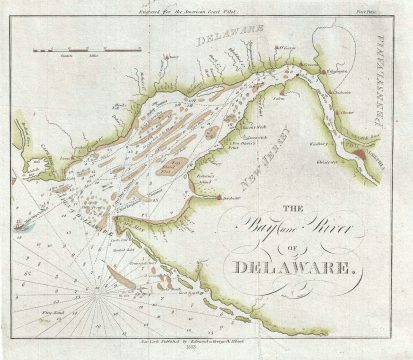 1833 Blunt Nautical Map of Delaware Bay and River