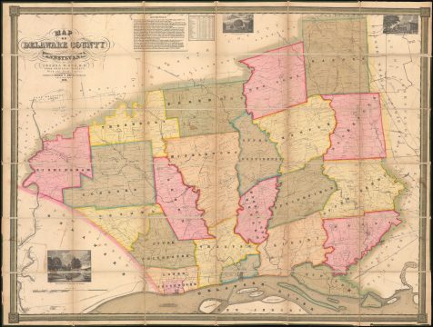 1848 Joshua W. Ash Map of Delaware County, Pennsylvania