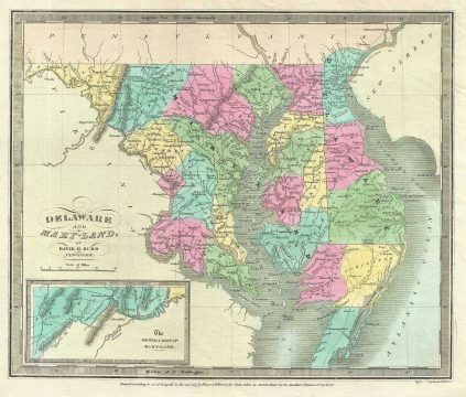 1833 Burr Map of Delaware and Maryland