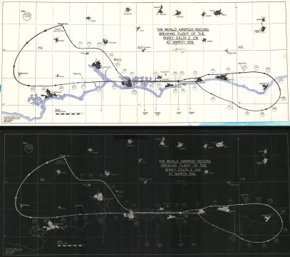 1956 Fairey Aviation Company Map of the Delta 2 World Airspeed Record Flight (2 Maps)