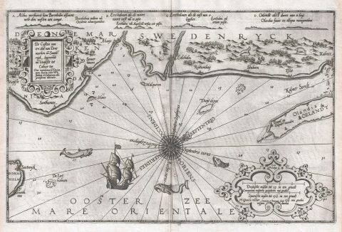 1586 Waghenaer Nautical Chart of Coast of Denmark and Sweden