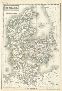1844 Black Map of Denmark