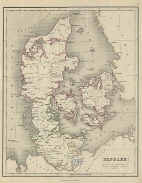 1845 Chambers Map of Denmark