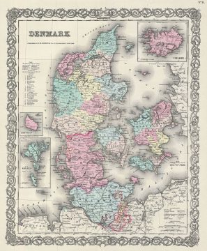 1856 Colton Map of Denmark
