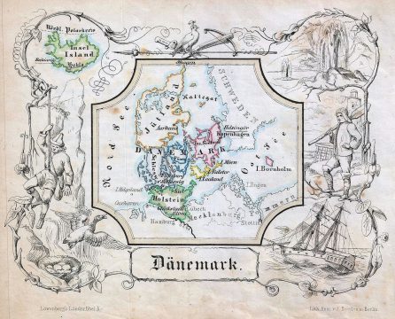1846 Lowenberg Whimsical Map of Denmark