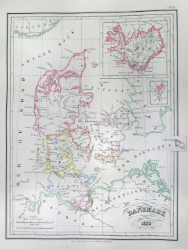 1833 Malte-Brun Map of Denmark ( Iceland & Faeroe Islands )