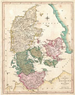 1794 Wilkinson Map of Denmark and Holstein