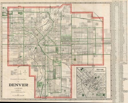 1919 Clason Map of Denver, Colorado