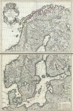 1706 Delisle Map of Scandinavia (Sweden, Norway, Denmark, Finland)