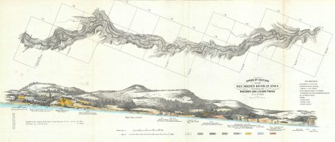 1852 Owen Geological Map of the Des Moines River, Iowa