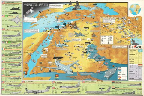 1991 El Sol / Arroyo Spanish-language Map of Operation Desert Storm