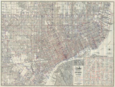 1935 National Lithograph Company Map or Plan of Detroit, Michigan