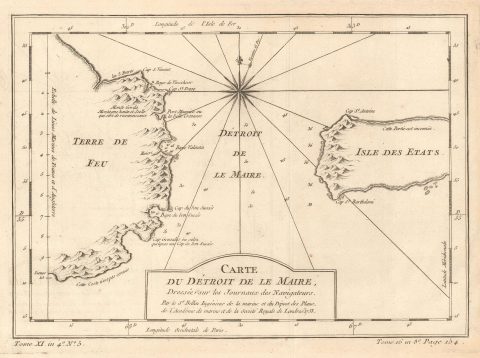 1753 Bellin Map of the Le Maire Strait, Argentina