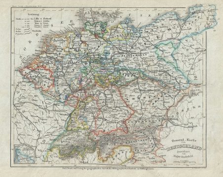 1852 Meyer Map of Greater Germany (Germany, Holland, Belgium, Bohemia, Austria)