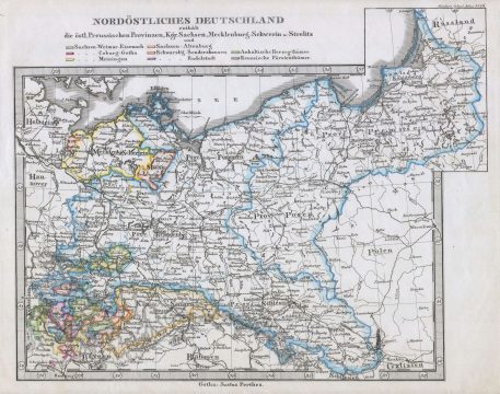 1862 Stieler Map of Prussia and Northwestern Germany