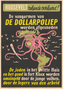 1942 Anti-American Antisemetic 'Dollar Octopus' Propaganda Map of the United States
