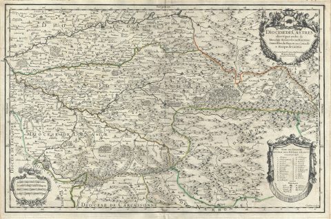 1690 Jaillot Map of Castres Region in Tarn, France