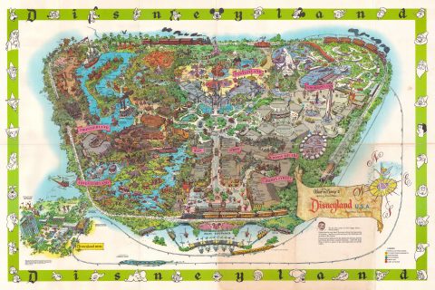 1964 Walt Disney Productions Pictorial Wall Map of Disneyland