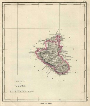 1854 Pharoah and Company Map of the Coorg (Kodagu) District, Karnataka, India