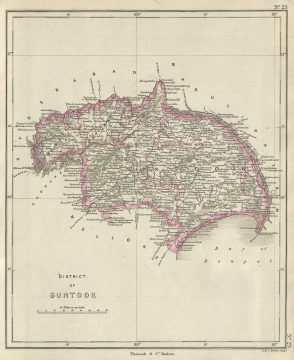 1854 Pharoah and Company Map of the Guntur District of Andhra Pradesh, India