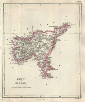 1854 Pharoah and Company Map of the Kurnool District in Andhra Pradesh, India