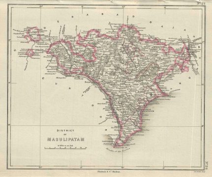 1854 Pharoah and Company Map of the Krishna District or Masulipatam, Andhra Pradesh, India