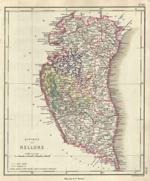 1854 Pharoah and Company Map of the District of Nellore, Andhra Pradesh, India