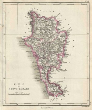 1854 Pharoah Map of North Canara or Uttara Kannada District, Karnataka, India