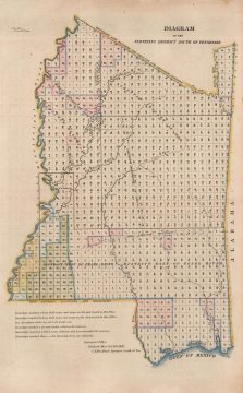 1845 Bradford Map of Mississippi / The Surveying District South of Tennessee