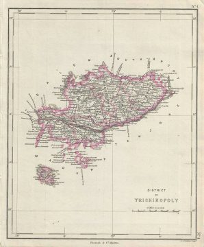 1854 Pharoah and Company Map of the District of Trichinopoly, Tamil Nadu, India