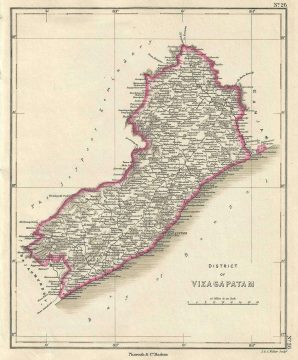 1854 Pharoah Map of Vizagapatam of Visakhpatnam District, Andhra Pradesh, India