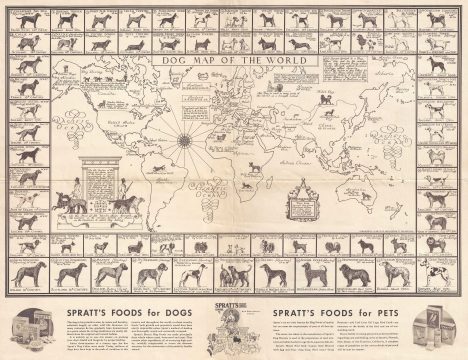1933 Sims Pictorial Dog Map of the World
