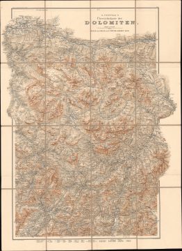 1902 Freytag Topographic Map of the Dolomites, Italy - Austria Borderland