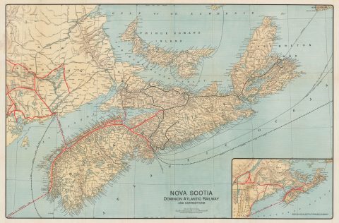 1918 Poole Brothers Map of Nova Scotia and Dominion Atlantic Railway