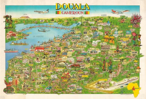 1982 J.C.A. Production Pictorial Map of Douala, Cameroon