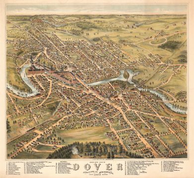 1877 Albert Ruger Bird's-Eye View Map of Dover, New Hampshire