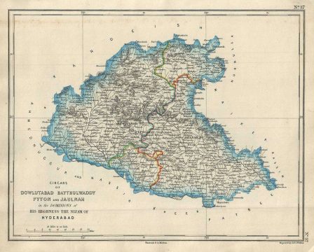 1854 Pharoah Map of Aurangabad and Jalna Districts in Maharashtra, India