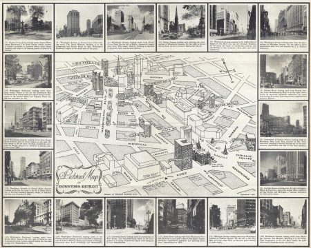1945 Barcus Pictorial City Map or Plan of Detroit, Michigan