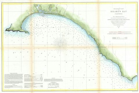 1860 U.S. Coast Survey Map of Drakes Bay and Point Reyes, California