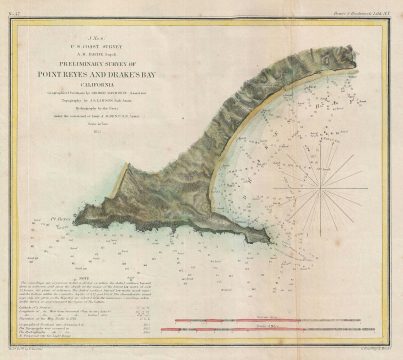 1855 U.S. Coast Survey Map of Drakes Bay and Pont Reyes, California