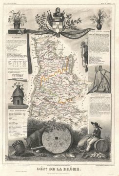 1852 Levasseur Map of the Department de La Drome, France
